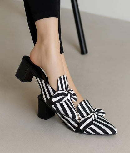 Z-A-R-A Re-Stock Strips Block Heel – Premium Women Heels | Official Model (Black & White)