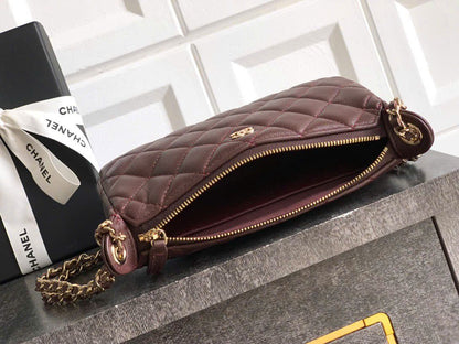 C-H-A-N-E-L 25A Double Chain Bag – Caviar Leather Women Shoulder Bag with GHW (Maroon)