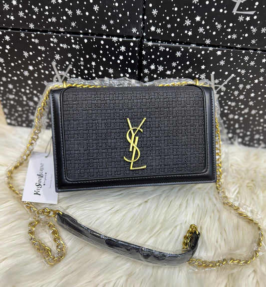 S-A-I-N-T L-A-U-R-E-N-T Sunset Medium Bag – Smooth Leather Women Shoulder Bag (Black Design A)