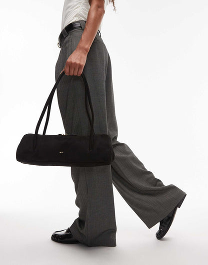 J-W P-E-I Nova Shoulder Bag – Premium Faux Suede Women Shoulder Bag (Black/Grey)