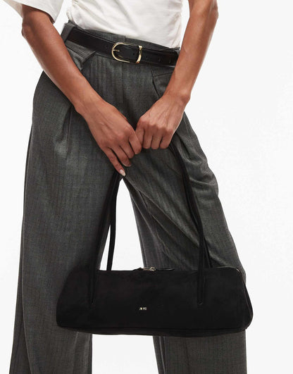 J-W P-E-I Nova Shoulder Bag – Premium Faux Suede Women Shoulder Bag (Black/Grey)