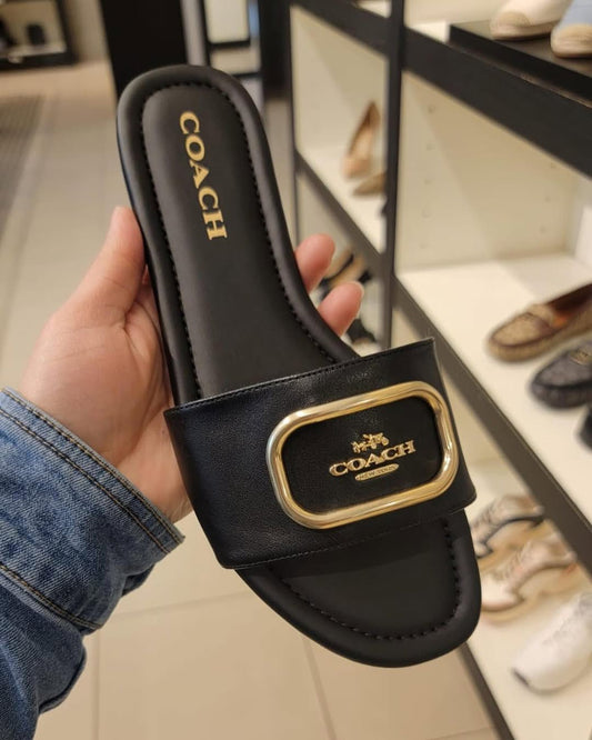 C-O-A-C-H Flat Slides – Premium Women Slides | Everyday Comfort (Black)