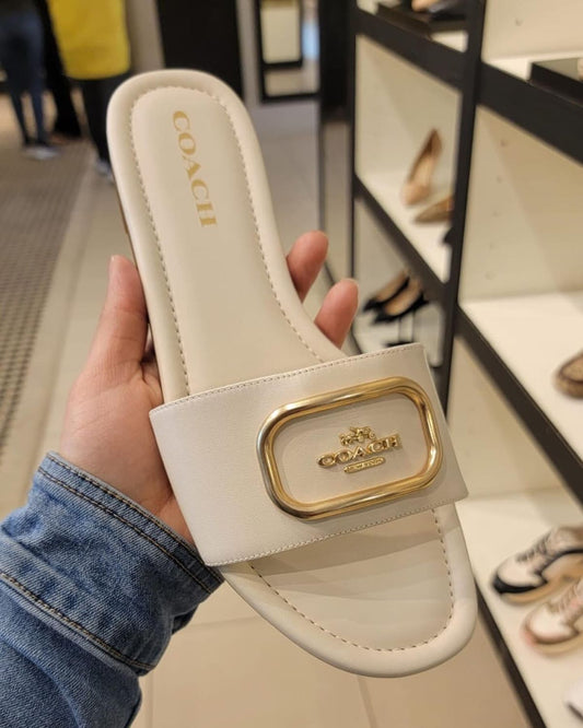 C-O-A-C-H Flat Slides – Premium Women Slides | Everyday Comfort (Cream Beige)