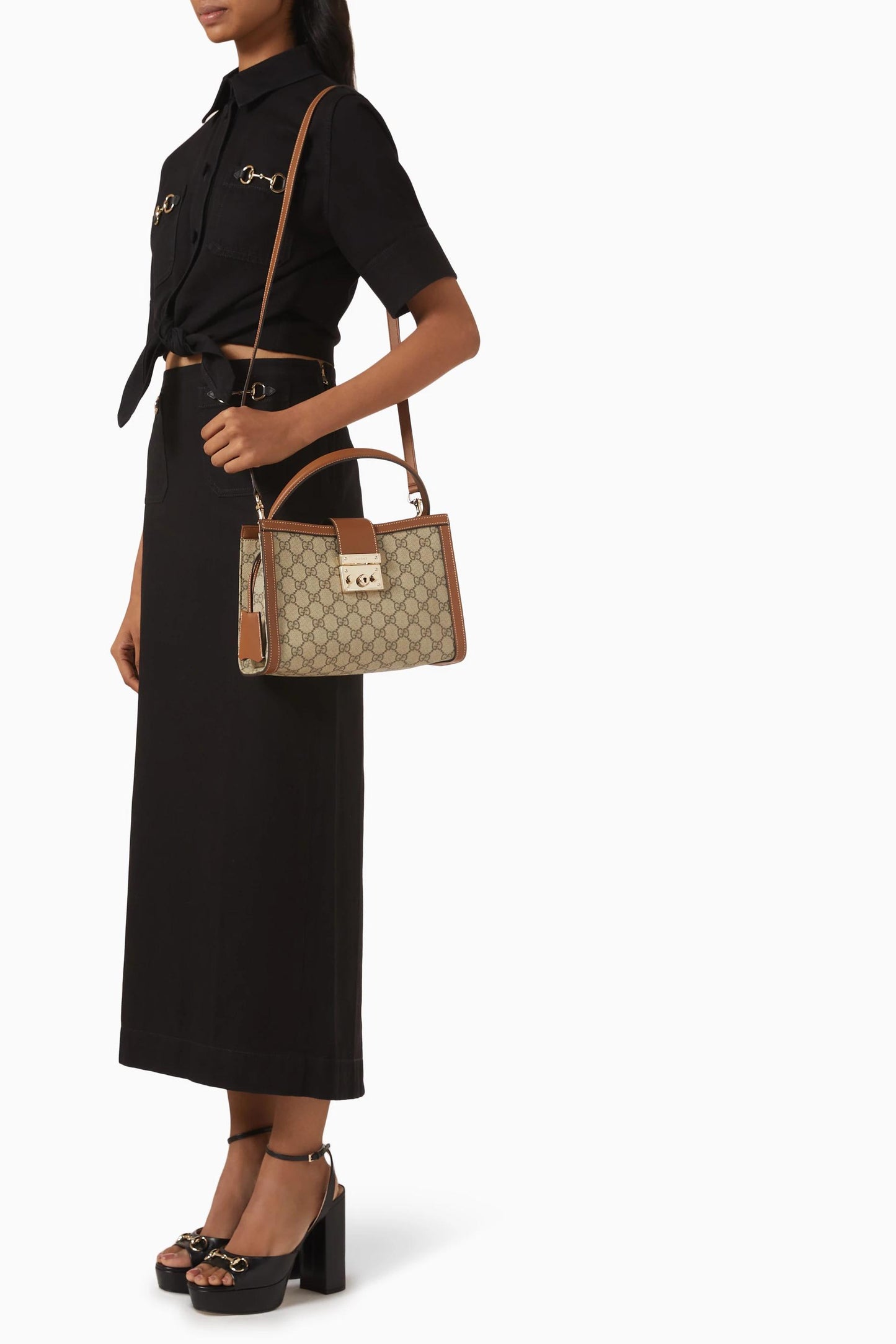 G-U-C-C-I Padlock Medium Top Handle – Women Bag (Brown-2)