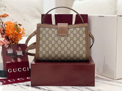 G-U-C-C-I Padlock Medium Top Handle – Women Bag (Brown-1)