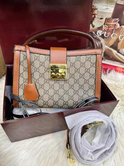 G-U-C-C-I Padlock Medium Top Handle – Women Bag (Brown-2)