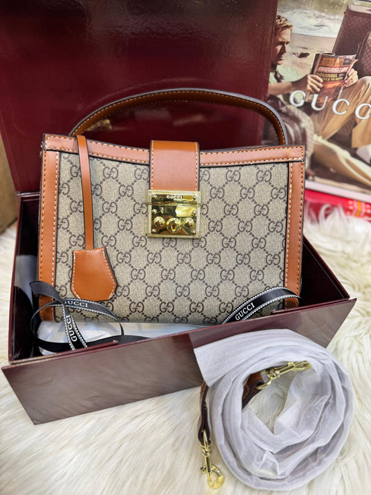 G-U-C-C-I Padlock Medium Top Handle – Women Bag (Brown-2)