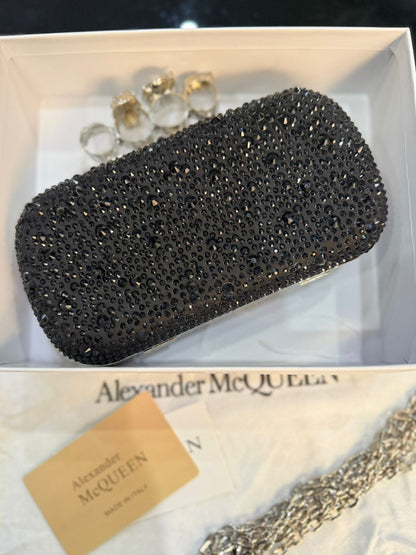 A-L-E-X-A-N-D-E-R M-C-Q-U-E-E-N Skull Knuckle Embellished Clutch – Women Bag (Black)