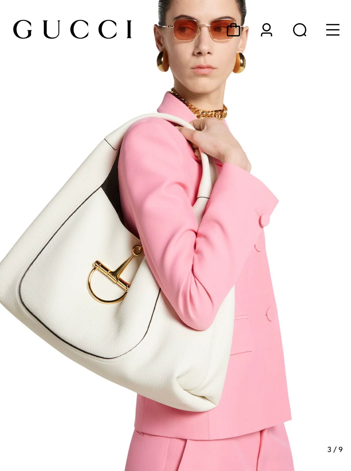 G-U-C-C-I Softbit Maxi Shoulder – Women Bag (White)