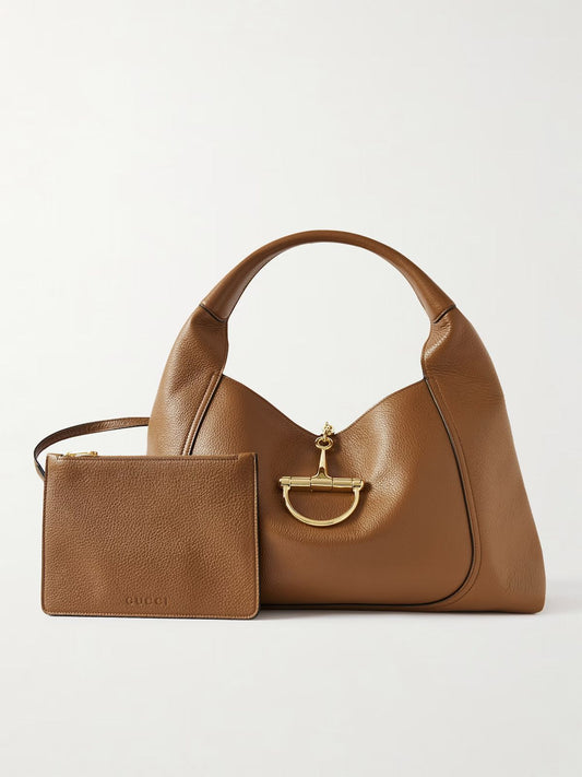 G-U-C-C-I Softbit Maxi Shoulder – Women Bag (Brown/Mustard)