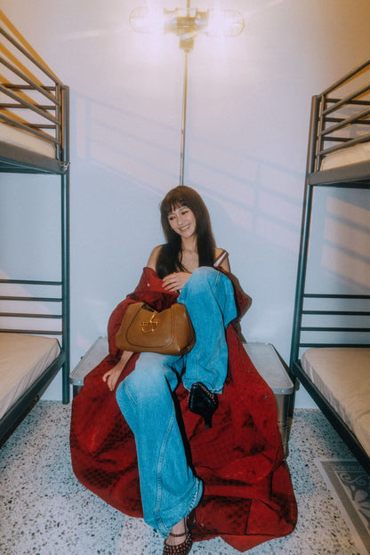 G-U-C-C-I Softbit Maxi Shoulder – Women Bag (Brown/Mustard)