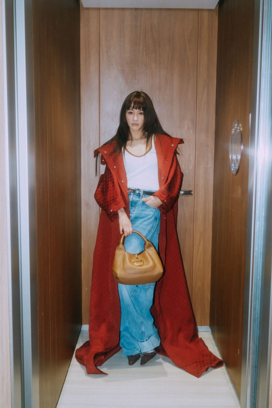 G-U-C-C-I Softbit Maxi Shoulder – Women Bag (Brown/Mustard)