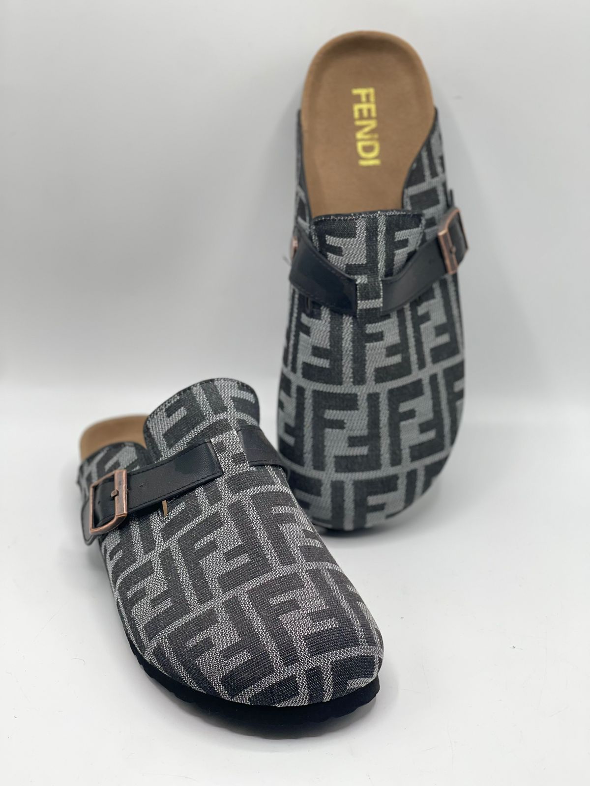 F-E-N-D-I Cotton Pumps – Women Footwear | Sizes 36–41 (Black/Grey)