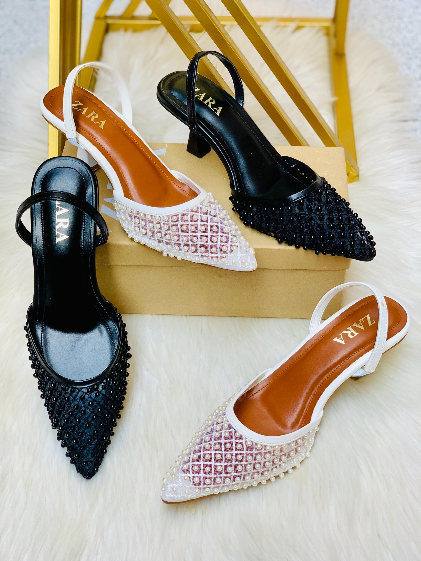 Z-A-R-A Pearl Heels – Official Model Women Footwear (White)