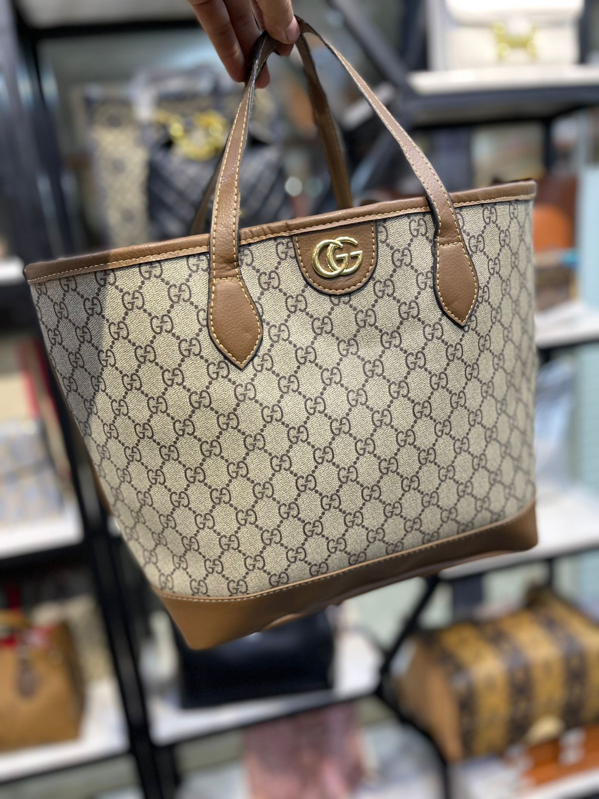 G-U-C-C-I Ophidia Medium Tote – Women Bag (Brown)