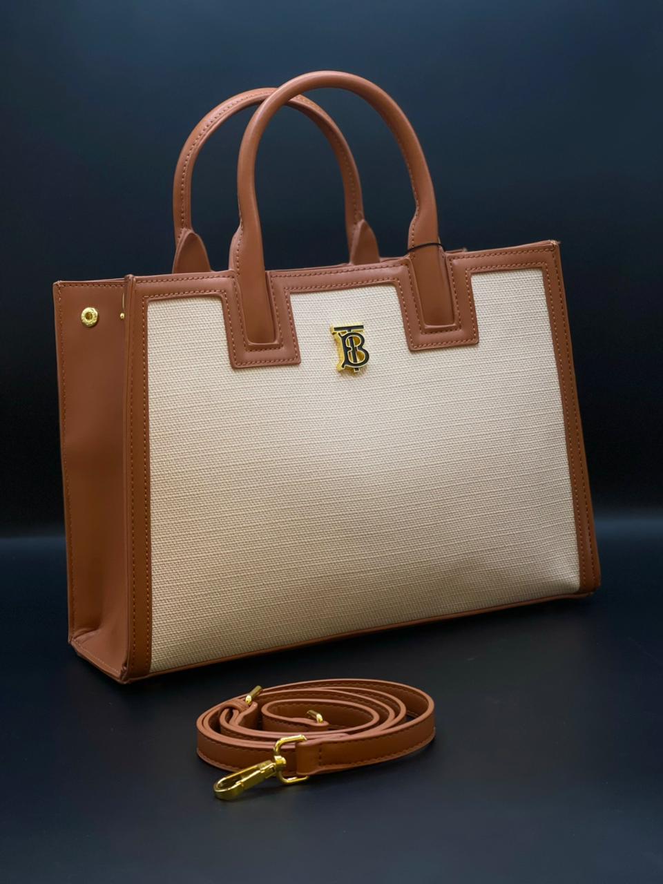 B-U-R-B-E-R-R-Y Hand Bag – Premium Women Bag (Brown/Beige)