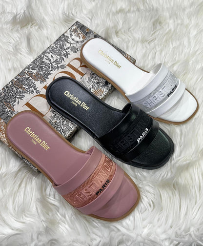 D-I-O-R Flats – Easy & Comfortable Women Footwear | White