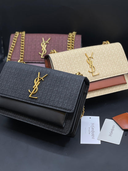 Y-S-L S-A-I-N-T L-A-U-R-E-N-T Sunset Crossbody – Women Bag (Black)