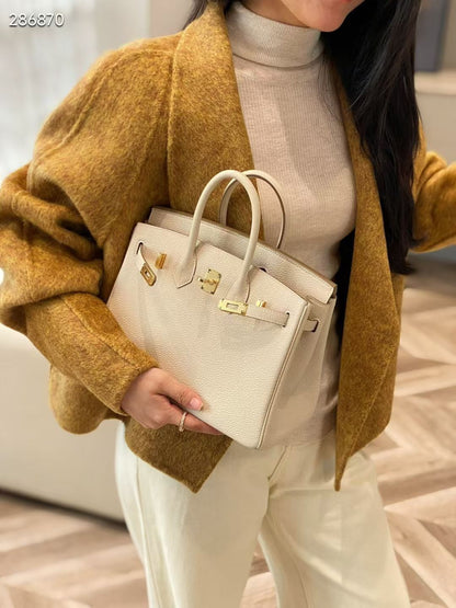 H-E-R-M-È-S Bleu Nuit Togo Birkin 25 – Women Bag | Gold Hardware (White)