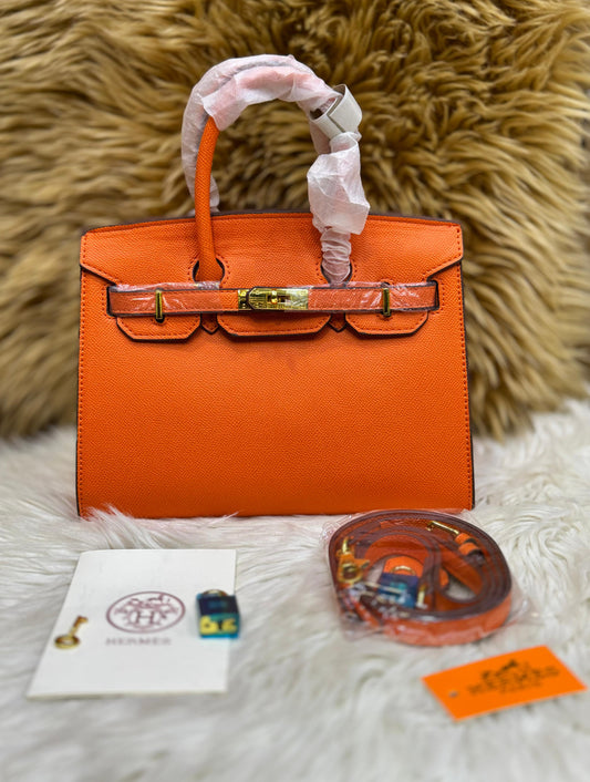 H-E-R-M-È-S Bleu Nuit Togo Birkin 25 – Women Bag | Gold Hardware (Orange)