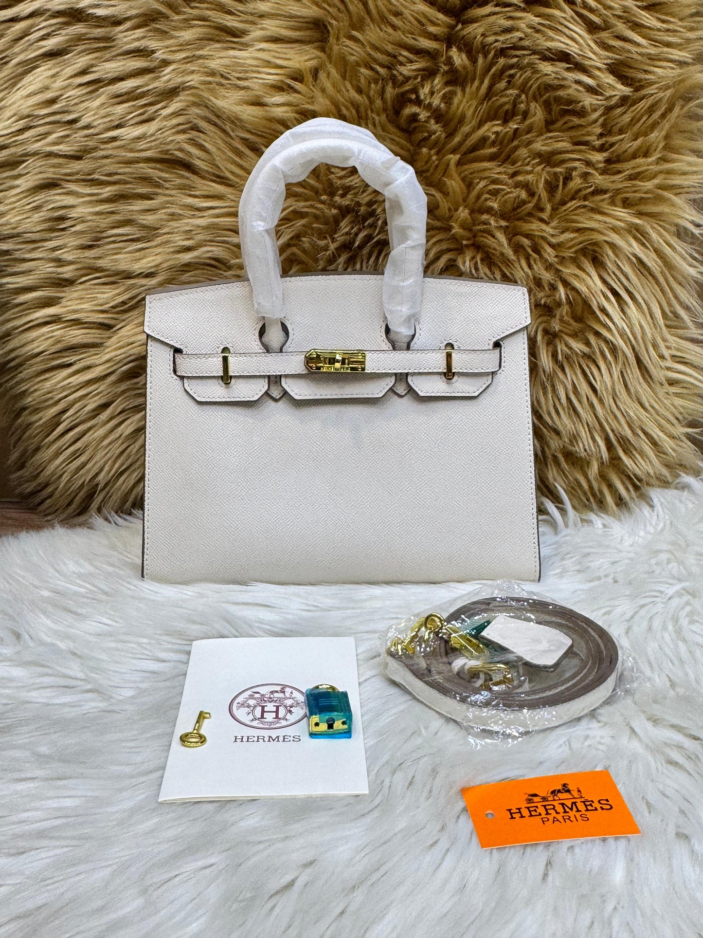 H-E-R-M-È-S Bleu Nuit Togo Birkin 25 – Women Bag | Gold Hardware (White)