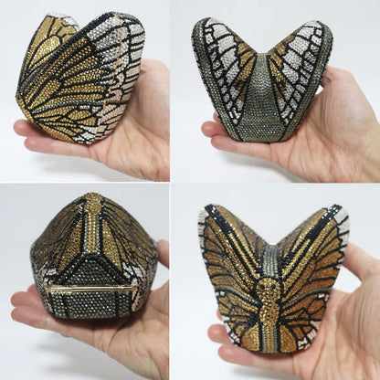 Butterfly Crystal Women Bag – Silver Luxury Edition (Gold)