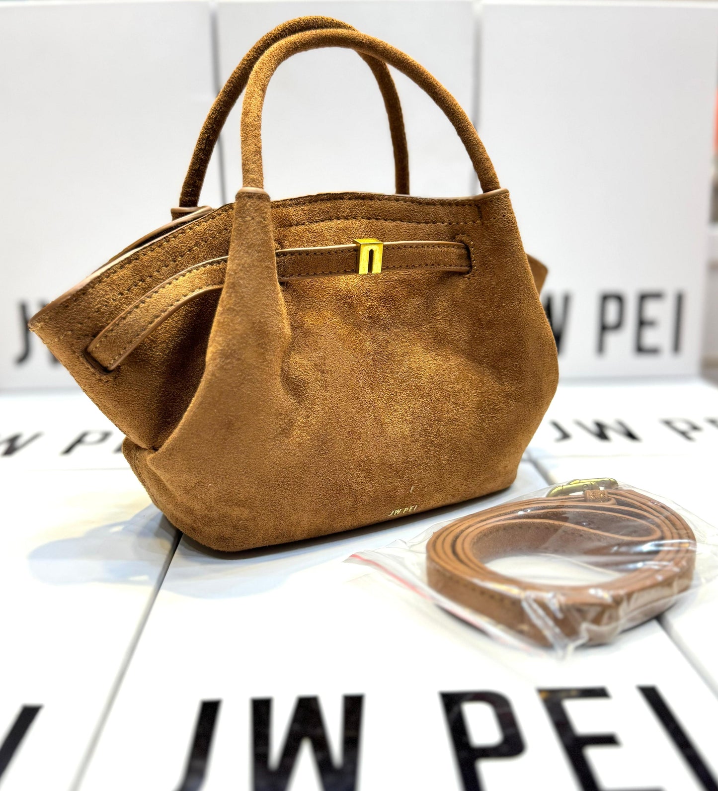 J-W P-E-I Premium Mini Women Bag – Maroon | With Brand Tag & Dust Bag (Brown)