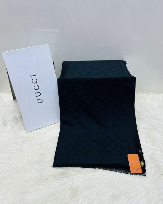 G-U-C-C-I Inspired Branded Scarf – Pashmina Edition | Luxury Collection (Black)