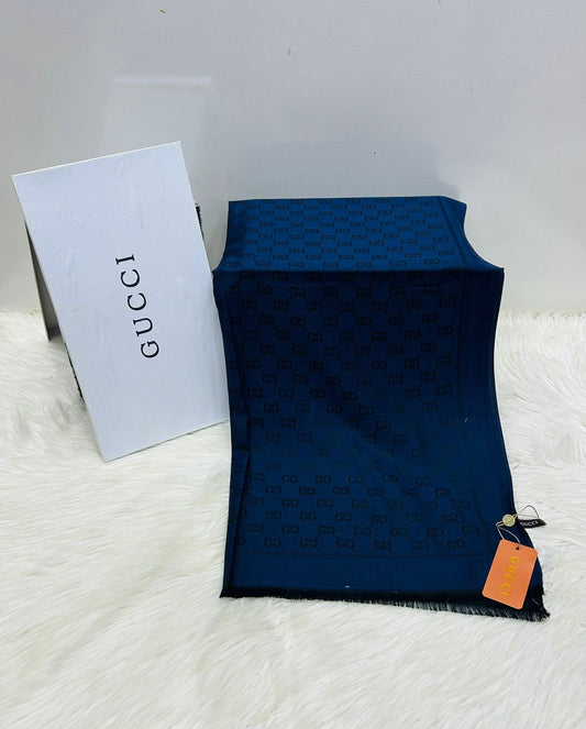 G-U-C-C-I Inspired Branded Scarf – Pashmina Edition | Luxury Collection (Blue)