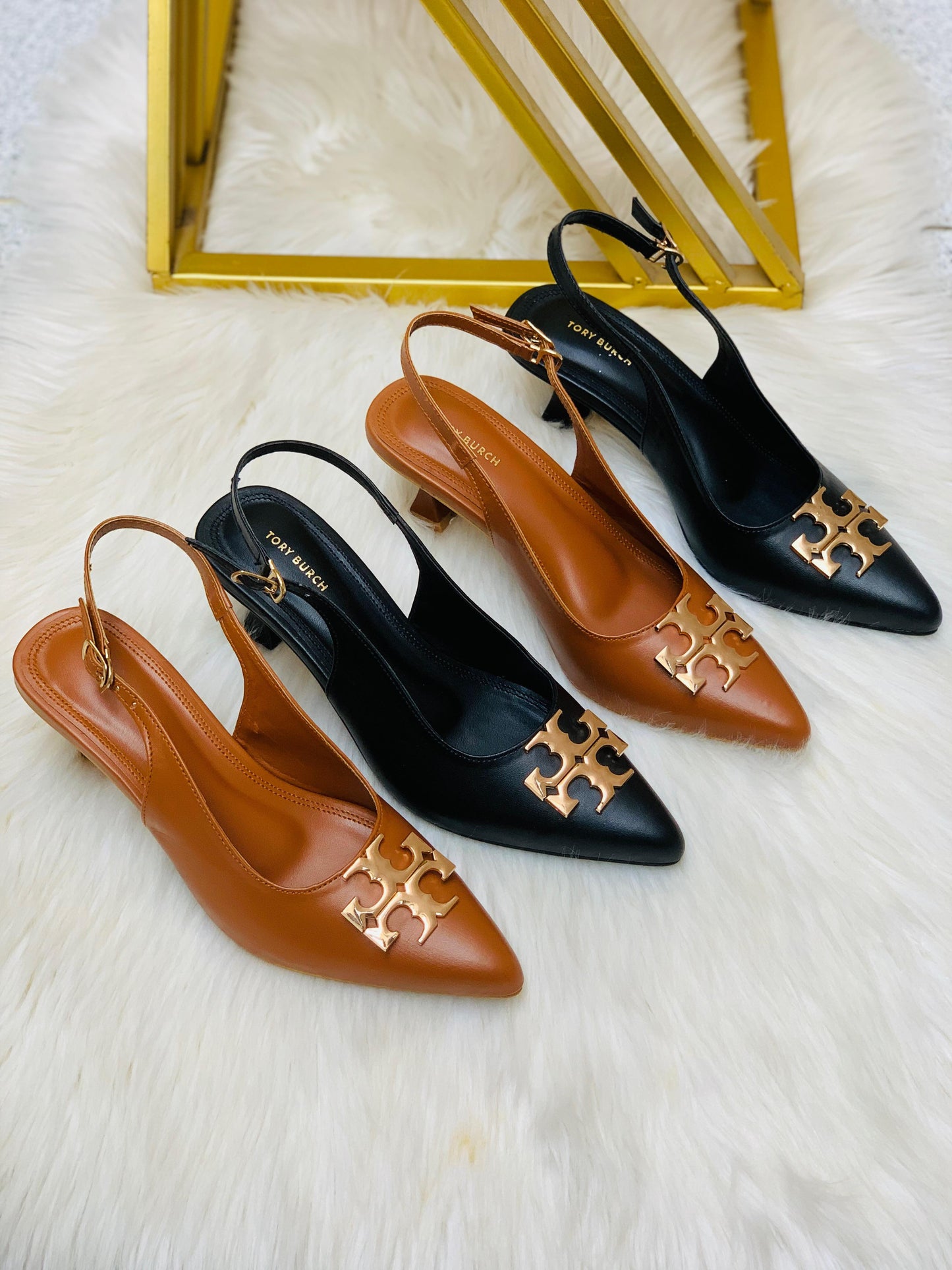 T-O-R-Y B-U-R-C-H Inspired Slingback Heel – Elegant Women Footwear (Brown)