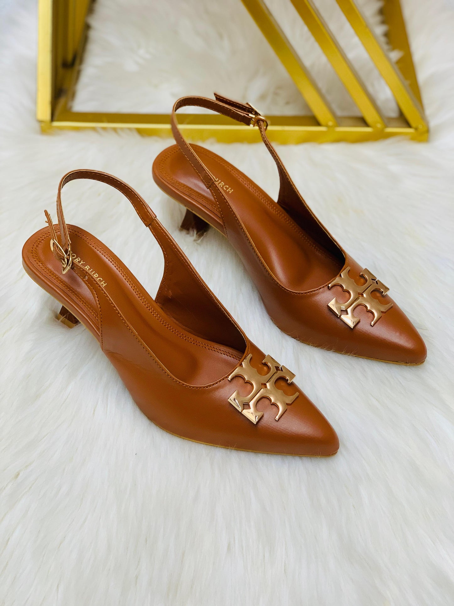 T-O-R-Y B-U-R-C-H Inspired Slingback Heel – Elegant Women Footwear (Brown)