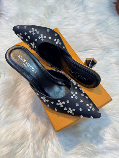 L-O-U-I-S V-U-I-T-T-O-N Inspired Heels – Elegant Women Footwear | Premium Edition (Black)