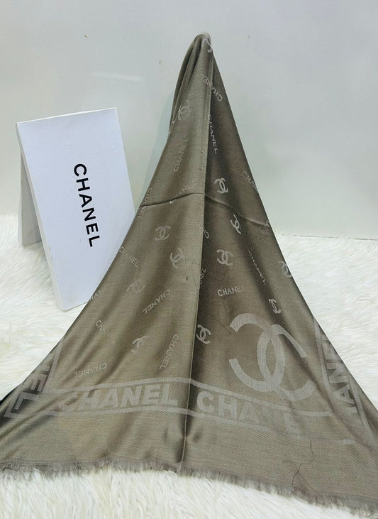 C-H-A-N-E-L Luxury Pashmina Scarf – Premium Edition | Box Packaging (Grey-2)