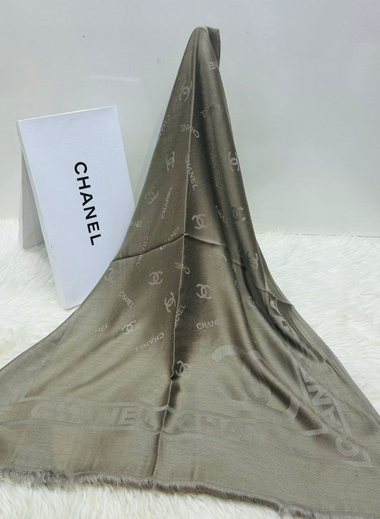 C-H-A-N-E-L Luxury Pashmina Scarf – Premium Edition | Box Packaging (Grey)