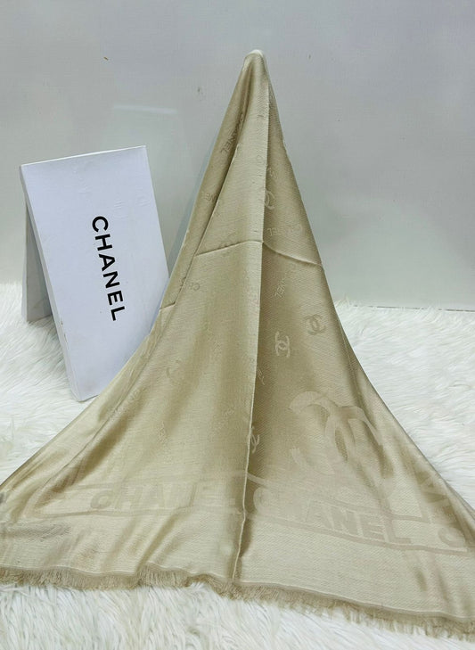 C-H-A-N-E-L Luxury Pashmina Scarf – Premium Edition | Box Packaging (Gold)
