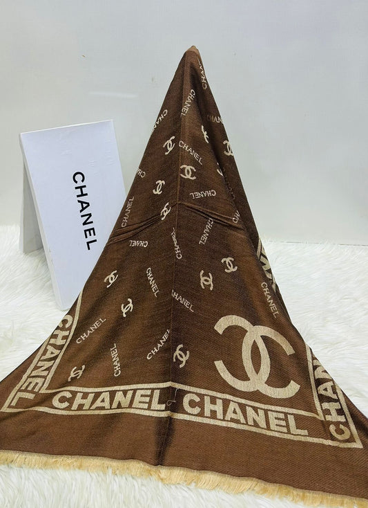 C-H-A-N-E-L Luxury Pashmina Scarf – Premium Edition | Box Packaging (Brown)
