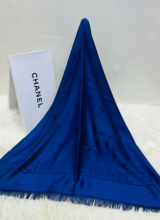 C-H-A-N-E-L Luxury Pashmina Scarf – Premium Edition | Box Packaging (Blue)
