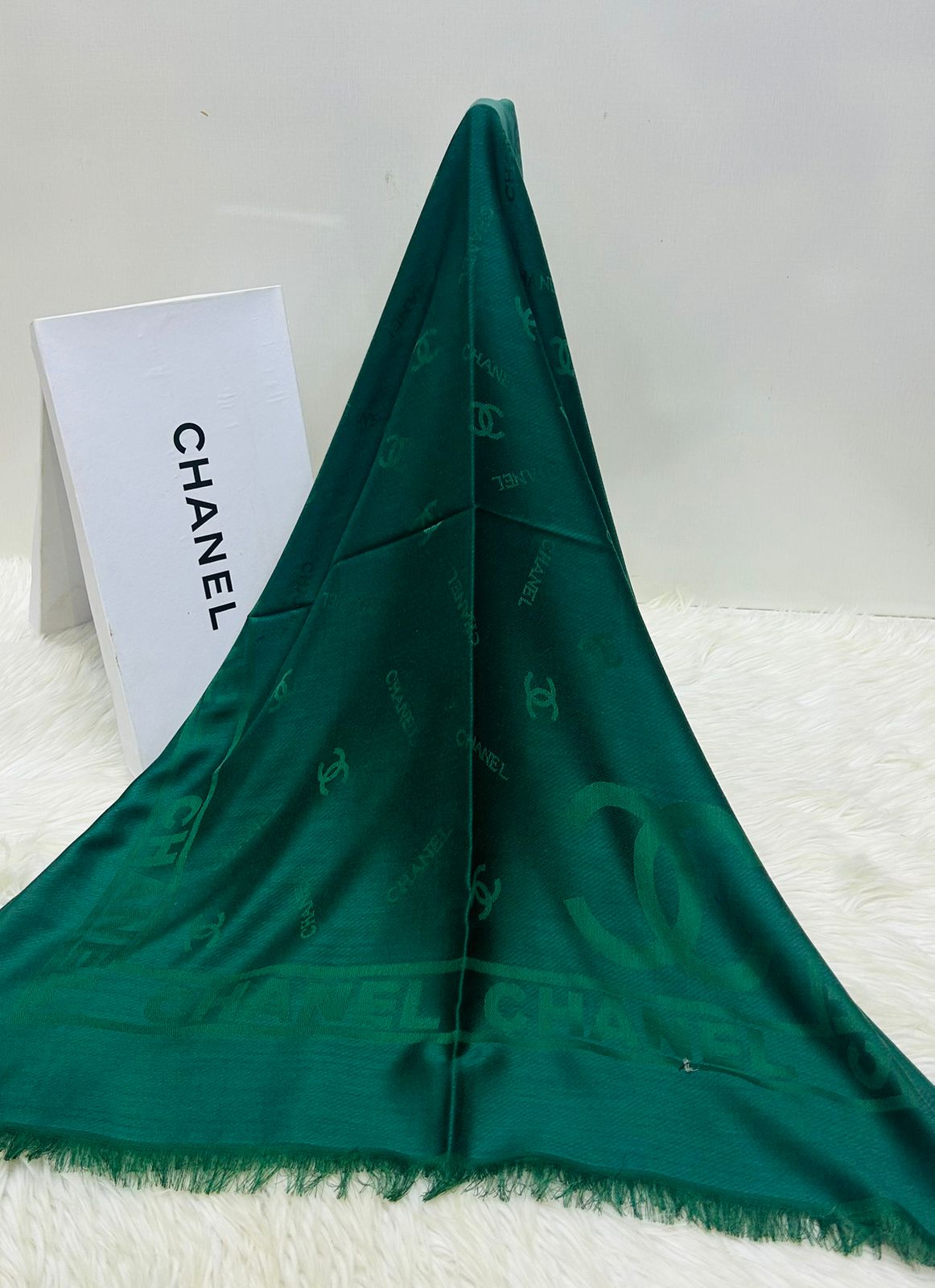 C-H-A-N-E-L Luxury Pashmina Scarf – Premium Edition | Box Packaging (Green)