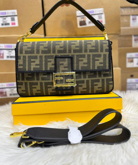 F-E-N-D-I Inspired FF Jacquard Tobacco Brown Women Bag – Brown-2