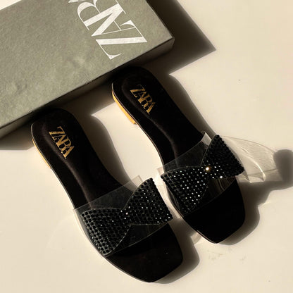 Z-A-R-A Inspired Flat Slippers – Elegant Everyday Women Footwear | (Black)