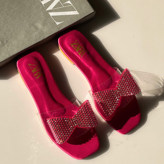 Z-A-R-A Inspired Flat Slippers – Elegant Everyday Women Footwear | (Pink)