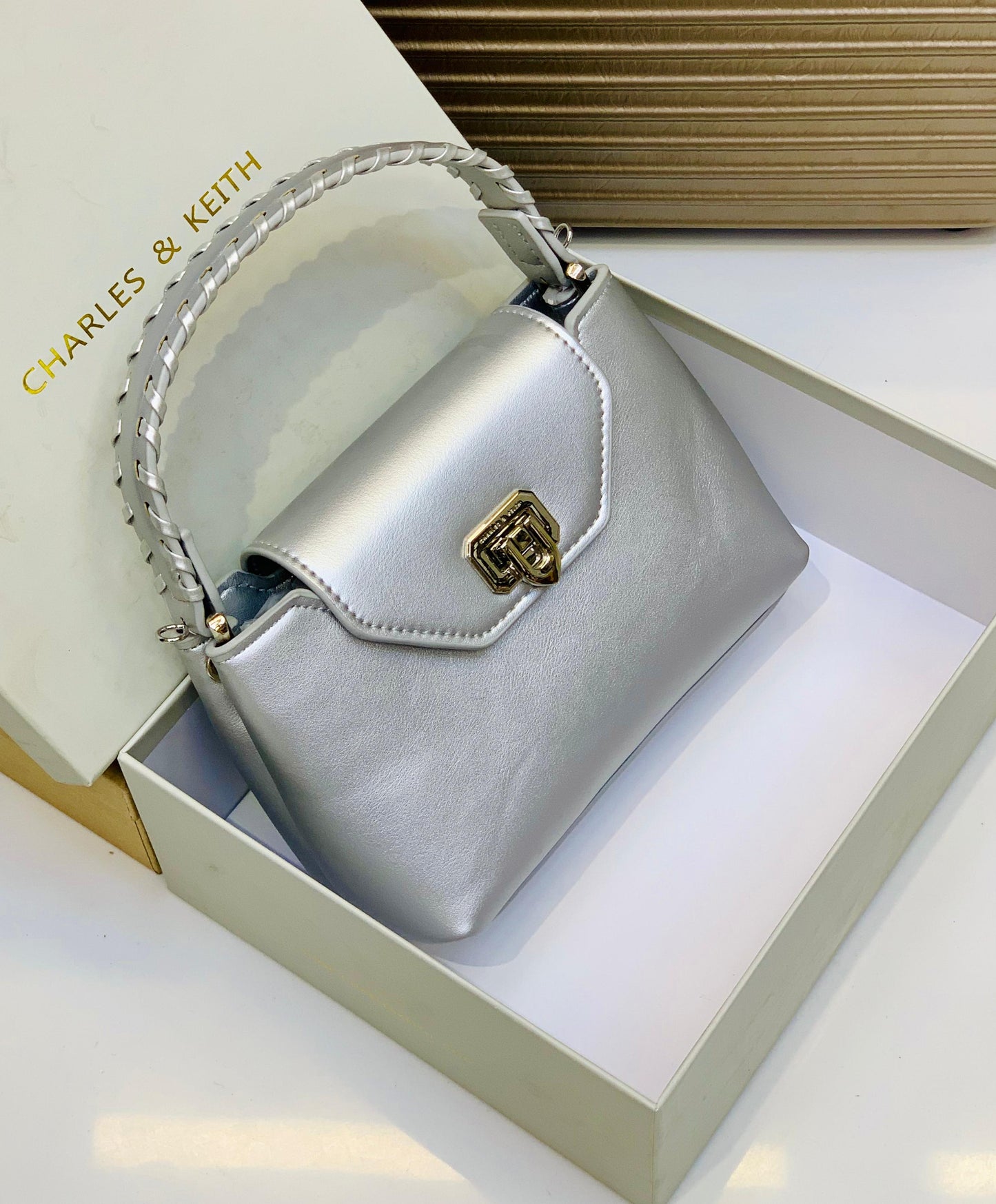 C-H-A-R-L-E-S & K-E-I-T-H Official Model Women Bag – (Silver)