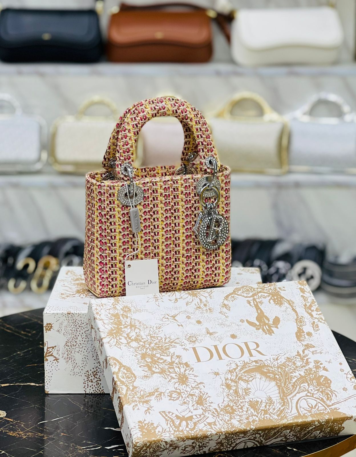 D-I-O-R Lady Luxury Quilted Small Top Handle Women Bag – Premium Edition (Mustard)