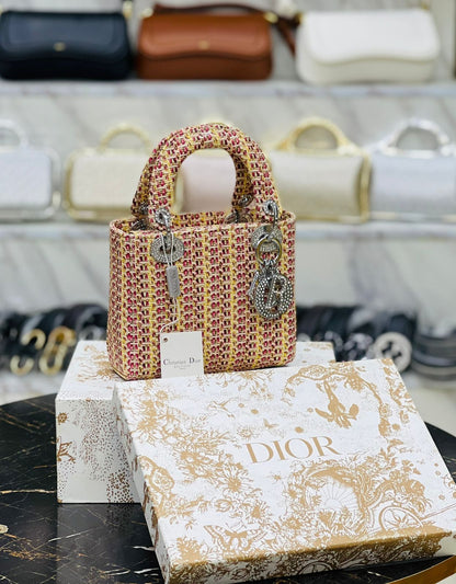 D-I-O-R Lady Luxury Quilted Small Top Handle Women Bag – Premium Edition (Mustard)