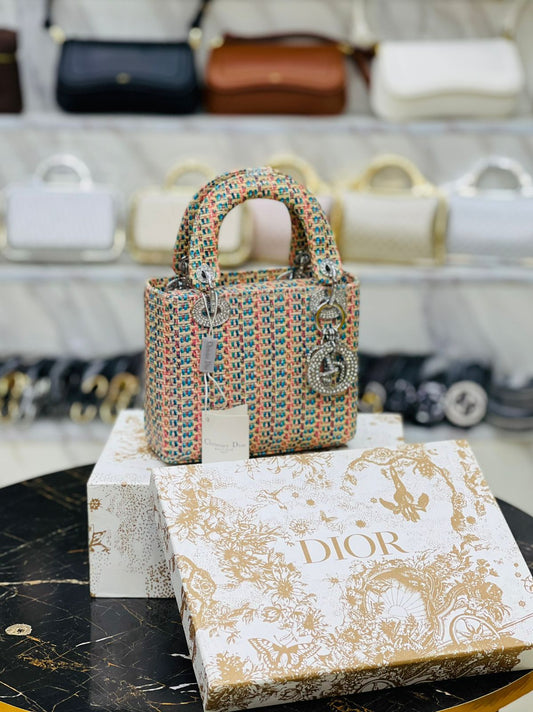 D-I-O-R Lady Luxury Quilted Small Top Handle Women Bag – Premium Edition (Beige)