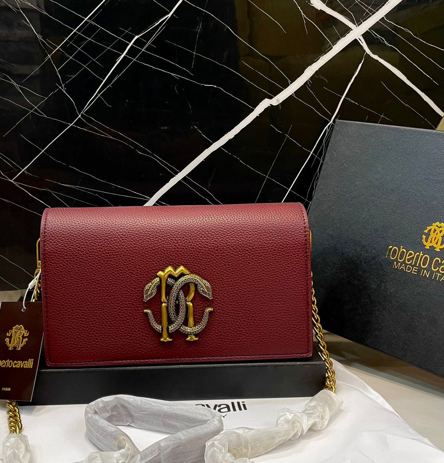 R-O-B-E-R-T-O C-A-V-A-L-L-I Luxury Italian-Inspired Crossbody Women Bag – Master Class Edition | (Red)