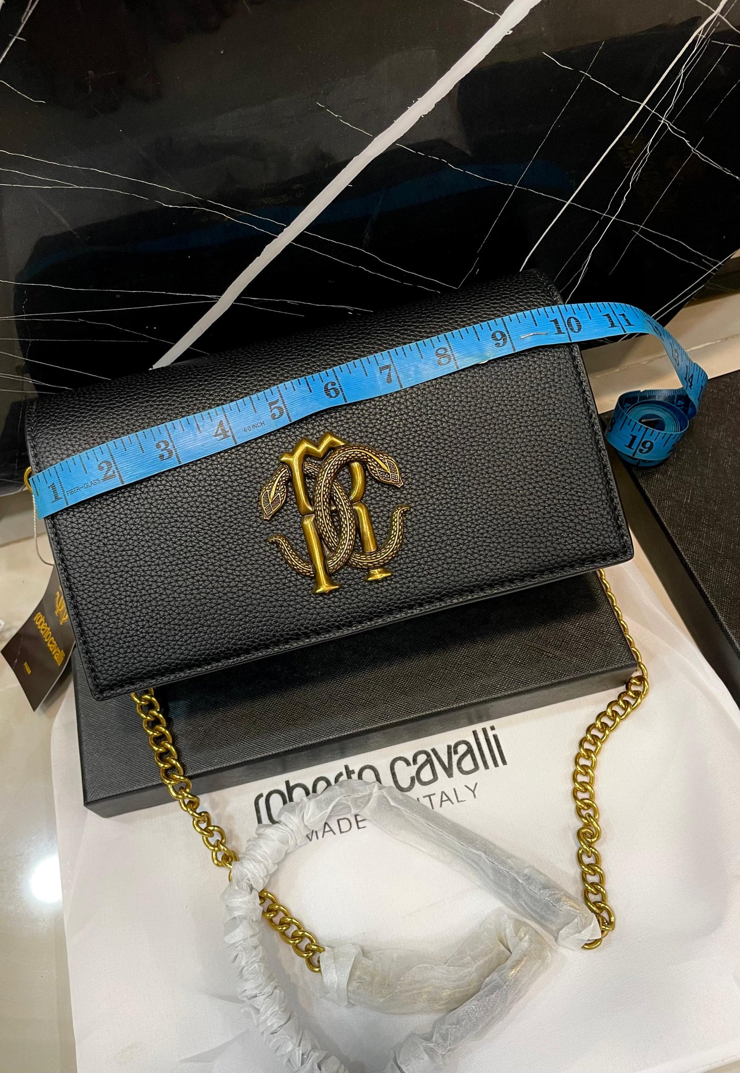 R-O-B-E-R-T-O C-A-V-A-L-L-I Luxury Italian-Inspired Crossbody Women Bag – Master Class Edition | (Black)