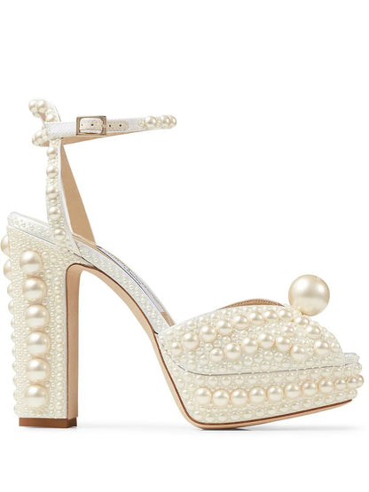 J-I-M-M-Y C-H-O-O Luxury Embellished Satin Platform Sandals – 120mm Heel | Premium Women Footwear