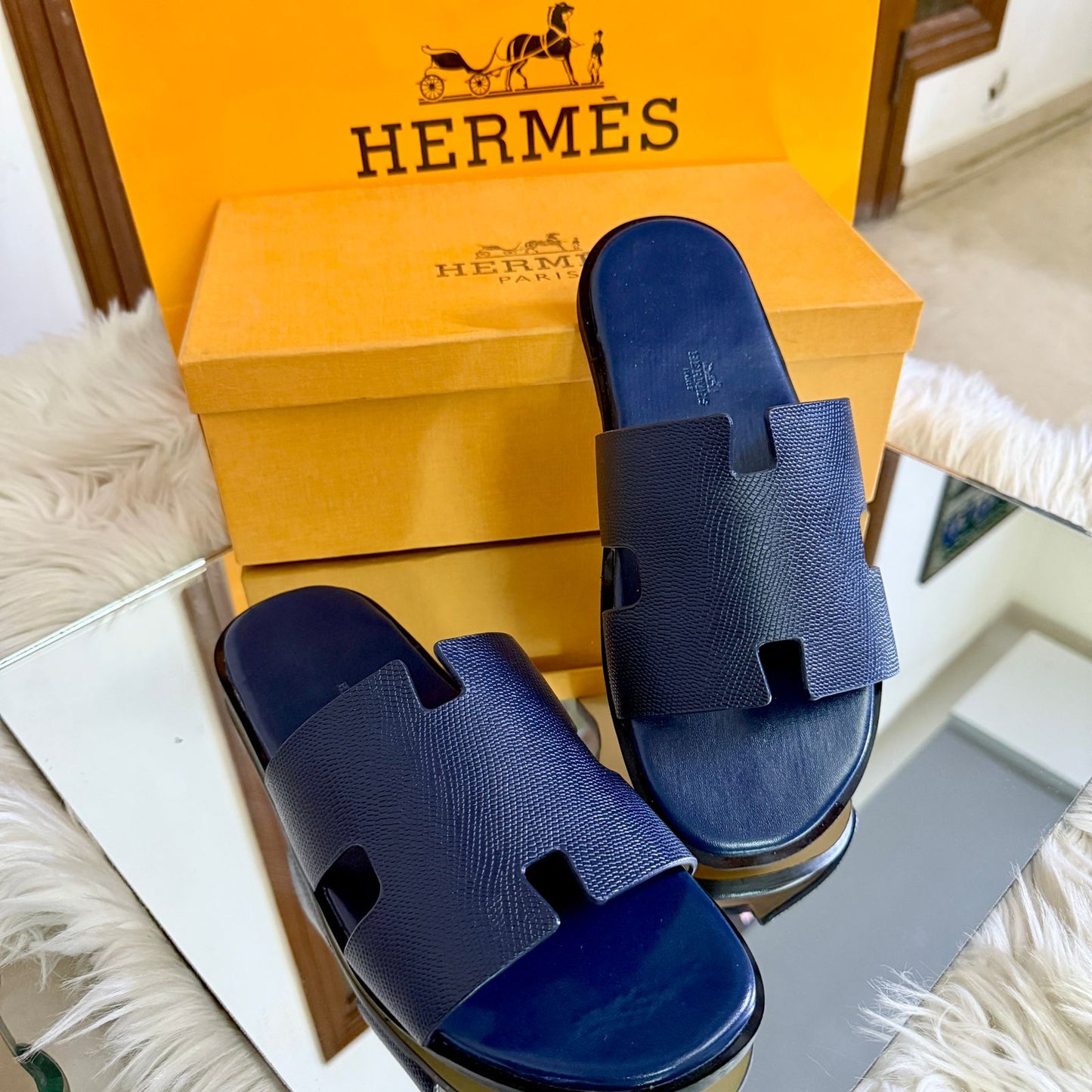 H-E-R-M-È-S Luxury Unisex Slippers – Premium Edition | (Blue)