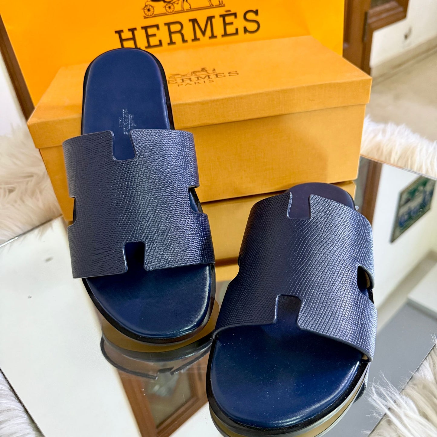 H-E-R-M-È-S Luxury Unisex Slippers – Premium Edition | (Blue)